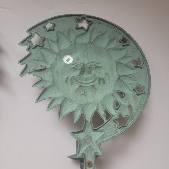 PartyLite Sun Moon Stars Sconce Candle Holder Set Green 1994 - Picture 5 of 7